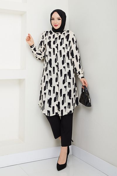 Maystore Canvas Patterned Viscose Tunic