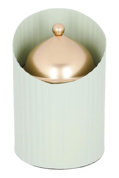 ALSAIF Iron Incense Burner Set 17.5 X 15 X 28 Cm Incense And Tofaria Box 3 Pieces Light Green