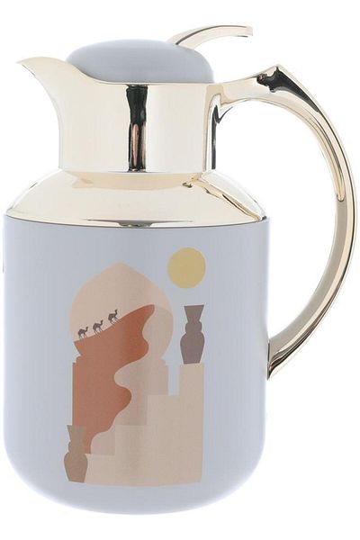 ALSAIF Florya Pro Plastic Thermos Set 0.5 / 1 Liter 2 Pieces Gold Gray
