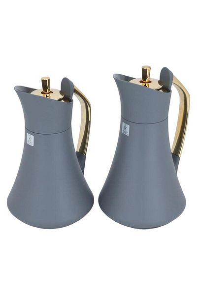 ALSAIF Karma Pro Steel Thermos Set 2 Pieces 0.7 / 1 Liter Dark Gray