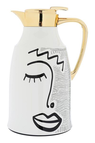 ALSAIF Steel Thermos Set (Gemini) 1 Liter 0.75 Liters 2 Pieces White