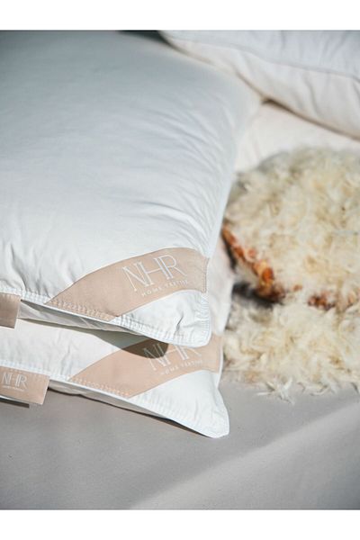 NHR HOME 100% Goose Feather Filled, Antibacterial, Sleeping Pillow / 50X70 1250Gr / 2 Pieces