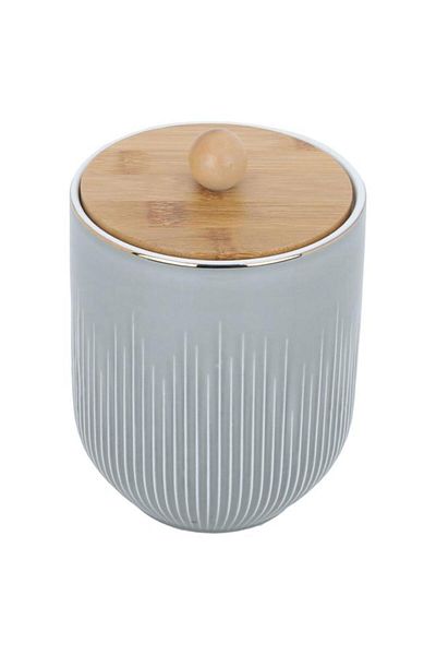 ALSAIF Porcelain Box With Wooden Lid Gray