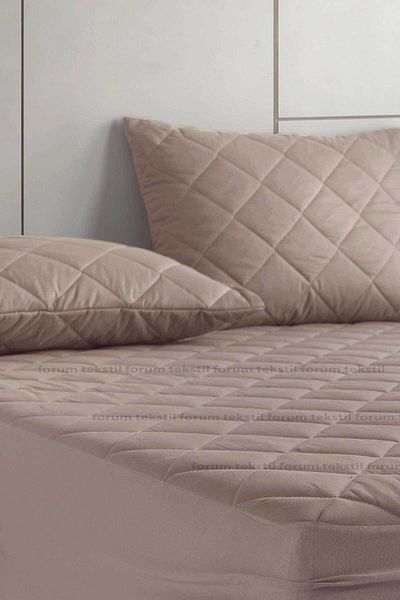 Formeya Pamukkale-Matratze, braun, 100 % Baumwolle, gesteppte Kissenschutzmatratzen, 2 Stück