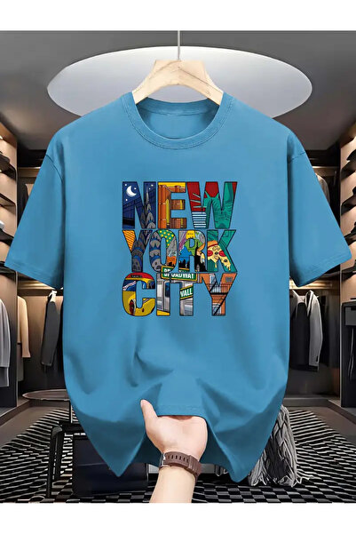 npLStore تي شيرت كبير الحجم مطبوع عليه مدينة نيويورك للجنسين