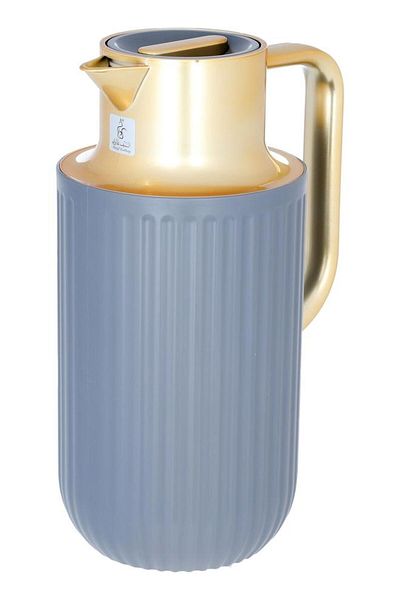 ALSAIF Laura Plastic Thermos 1.6 Litres Gold Handle Dark Grey