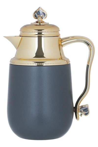 ALSAIF Fatima Plastic Thermos Set 1/0.7 L Gilded 2 Pieces Dark Gray