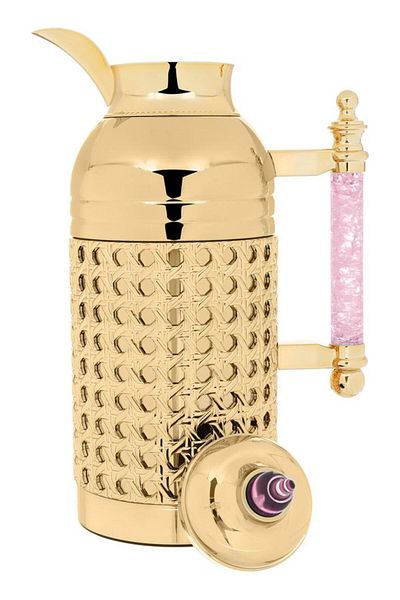ALSAIF Sarah Estelle Thermos Set 1+1 Liter Pink Crystal Handle 2 Pieces Gold