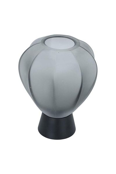 ALSAIF Glass Candle Holder 15.5 X 15.5 X 20 Cm With Wooden Base Gray