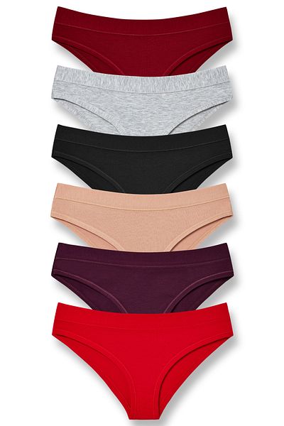 HNX Γυναικεία εσώρουχα 6 τεμαχίων Cotton Piping Slip