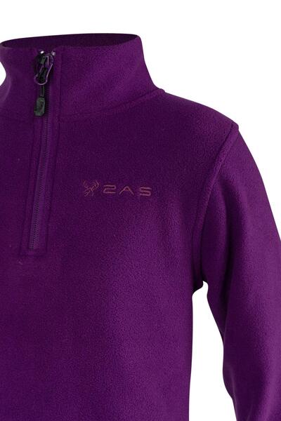 2AS Clara Çocuk Yarım Fermuarlı İnce Polar Sweatshirt Mor