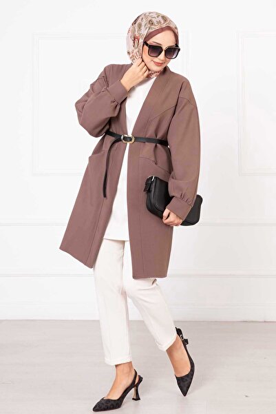 EBRUTESETTÜR سترة أطلس حجاب مع جيوب جانبية