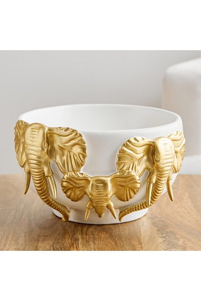Home Box Delyn Polyresin Elephant Decorative Bowl 28x26.5x15.5 cm