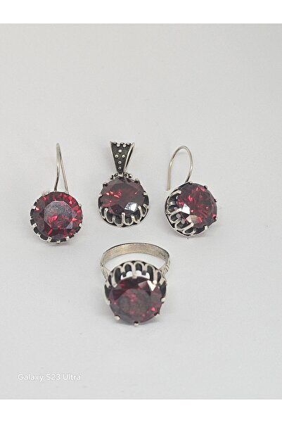 LAL (GARNET GRANAT) GÜMÜŞ SET