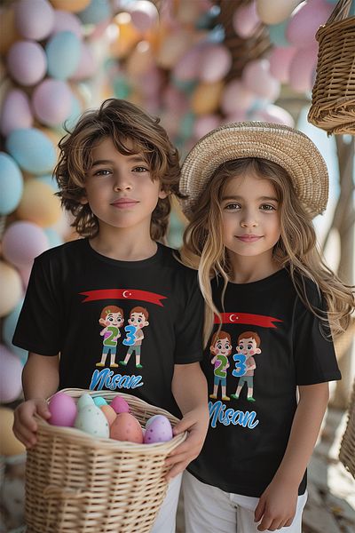 MYADA 23 aprilie Tricou pentru copii cu steag personalizat și imprimeu pentru copii vesele