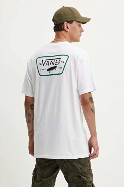 Vans Ανδρικό λευκό μπλουζάκι Vans με πλήρη πλάτη και patching