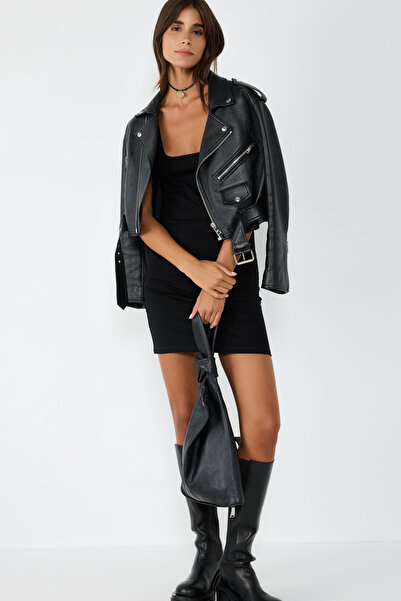 No Matter What Stretch Knit Suspender Gathering Dress