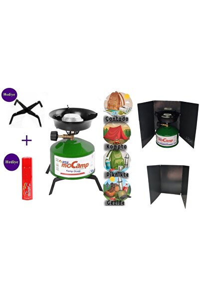 gaman 3 in 1 İksa Mocamp Çakmak Gazlı Pratik Kamp Ocağı - Piknik Ocağı + 3 Kanatlı Rüzgarlık Seti