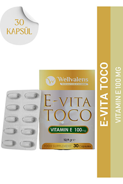 Wellvalens E-vita Toco E Vitamini 100mg - Yüksek Antioksidan Destek 30 Kapsül