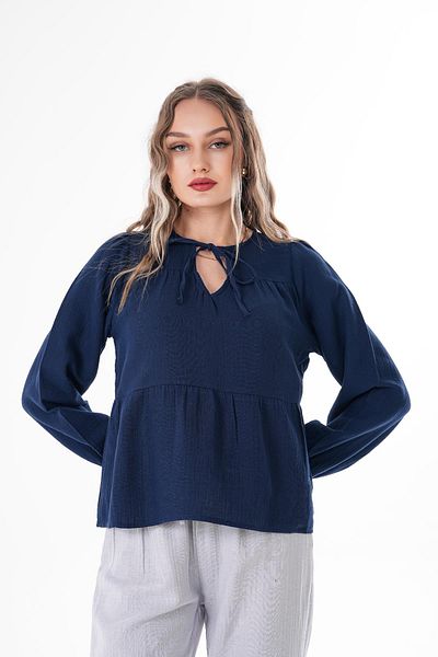 ŞİMAL Women's Collar Laced Muslin Blouse 250138   -