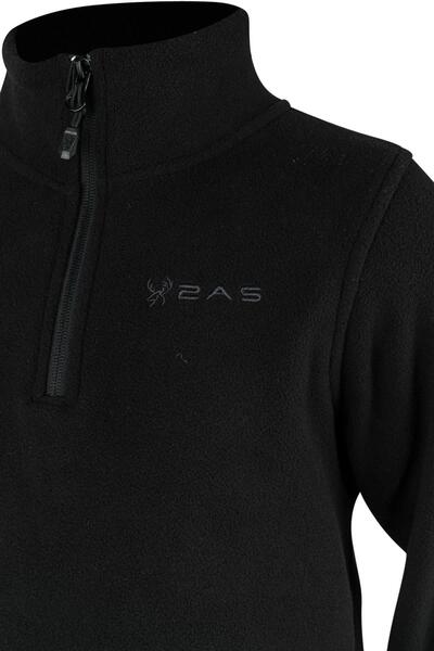 2AS Clara Çocuk Yarım Fermuarlı İnce Polar Sweatshirt Siyah