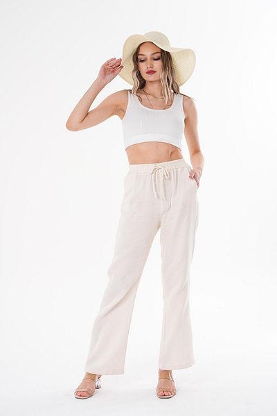 ŞİMAL Women's Wide Leg Muslin Trousers 250130   -