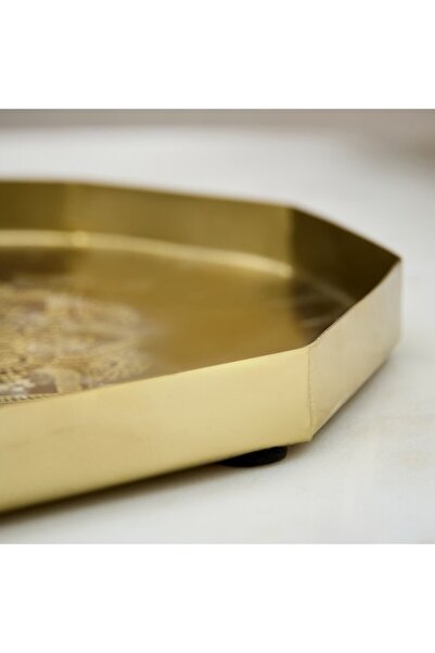Home Box Isac Metal Etched Decorative Tray 27x26x2 cm