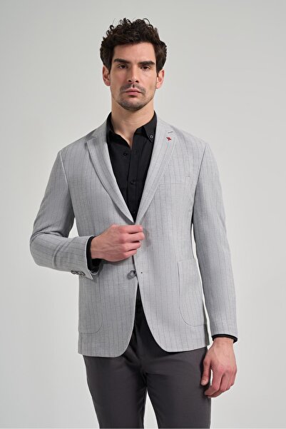 İmza Ριγέ σχέδιο Gofreli Mono Γιακάς Ελαστικό 6 Drop Slim Fit Σακάκι 1002250122