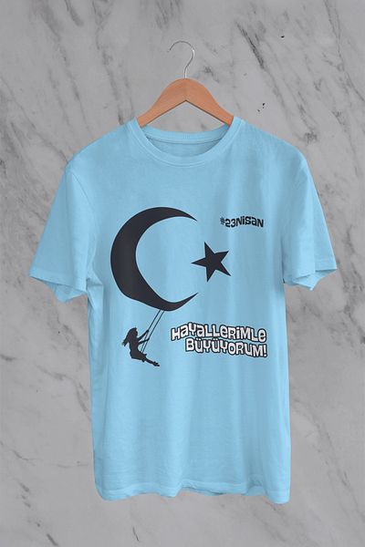 MYADA 23 aprilie Tricou pentru copii cu imprimeu special cu stea și lună și copii