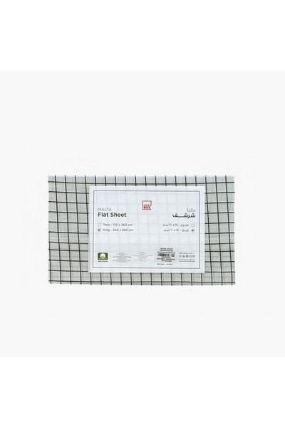 Home Box Malta Striped Printed Cotton King Flat Sheet 240x260 cm