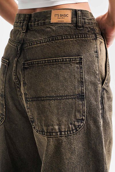 its basic Women's Khaki Jeans Color 4S5-86 Skater Fit Loose Fit 100% Cotton Mid Waist Denim Jeans