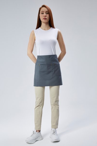 Monki Haus Cafe, Barista, Hairdresser, Bartender, Florist, Kitchen Apron, Stain-Proof, Gray Anthracite Half Short Apron