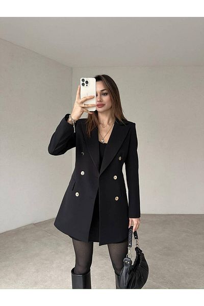 lolembutik Women's Double Button Atlas Fabric Jacket