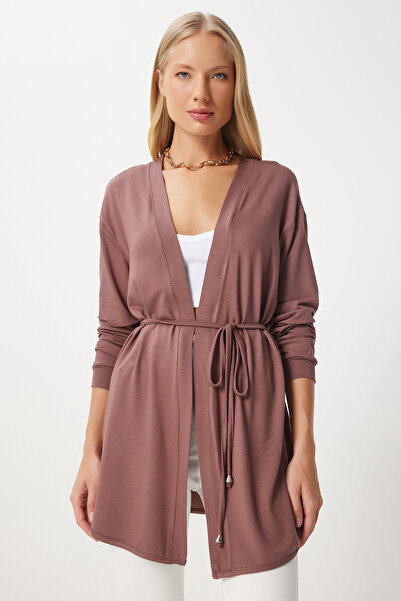 Lovelyİstanbul Mevsimlik Örme Triko Hırka VİZON LEN0023