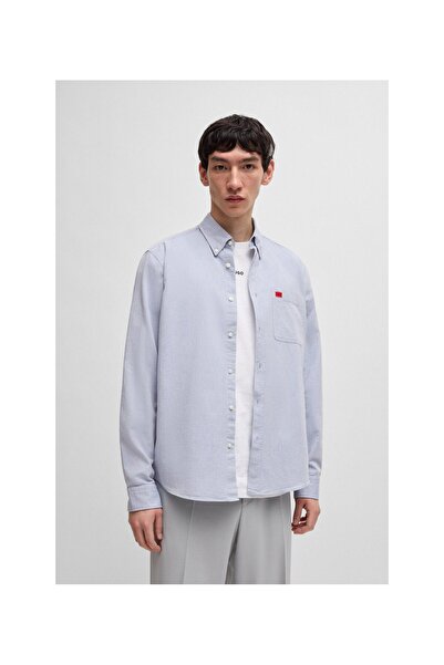 HUGO Oxford pamuktan yıkamalı dar kesim gömlek