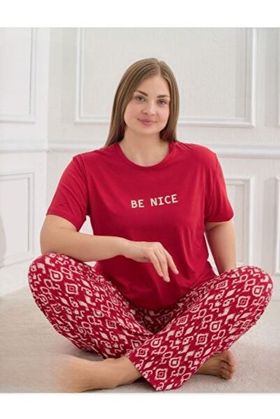 Mihra Yumuşak Dokulu Milan Kumaş Kadın Battal Pijama Takımı