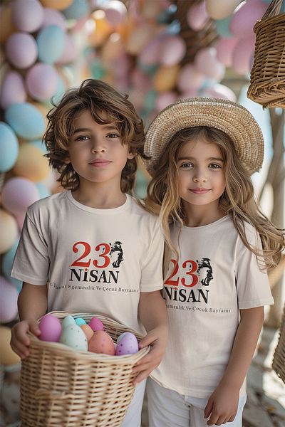 MYADA 23 April Special Sovereignty and Children's Day Ataturk Printed Children's T-Shirt 23414