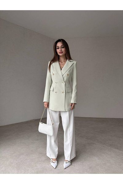 popibutik Women's Double Button Atlas Fabric Jacket