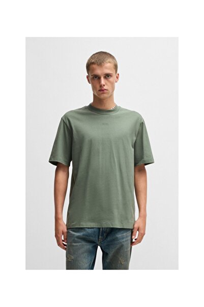 HUGO Logo baskılı rahat kesim pamuklu tişört
