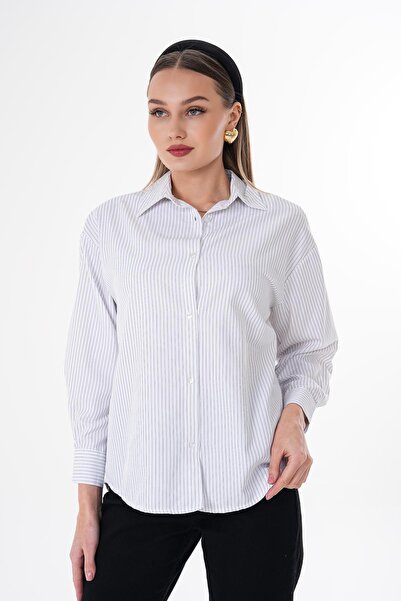 ŞİMAL Kadın Çizgi Desenli Gömlek 250142 -