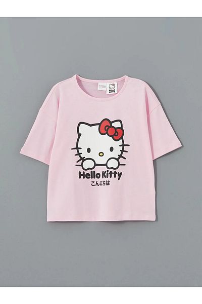LC Waikiki Lcw Kids Pink Crew Neck Printed Girls' Pajamas Set