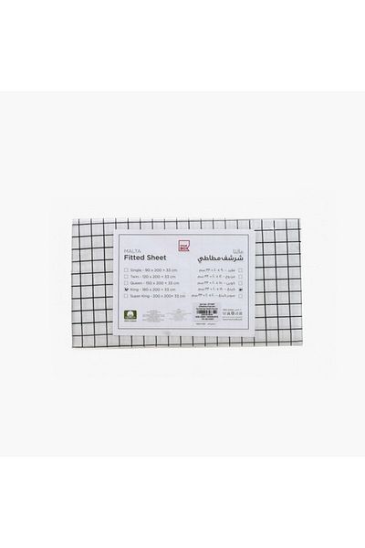 Home Box Malta Striped Printed Cotton King Fitted Sheet 180x200+33 cm