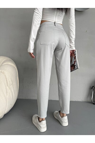 alanora Yüksek Bel Likralı Esnek Mom Pantolon