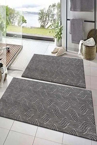 Raschel Carpet سجادة حمام Moopy Lux - قاعدة مضادة للانزلاق، طقم مرحاض مقاس 50x90 و40x50 (قطعتان)
