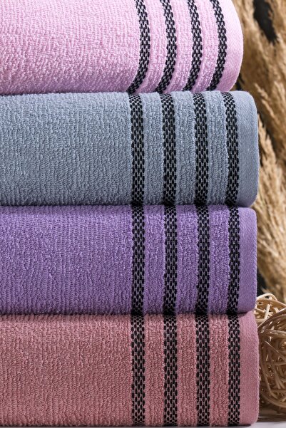 MARLA HOME Velura Set of 4 Hand-Face Towels |   100% Cotton |   50X90 cm |   Dark Colors