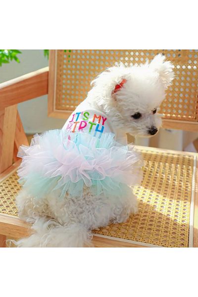 Proxy Paws Cute Pastel Colorful Dog Birthday Tutu Skirt Dress