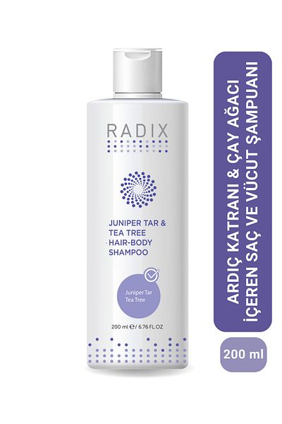 Radix Juniper Tar Tea Tree Hair Body Shampoo - Hair and Body Shampoo, 200ml, with Juniper Tar and Tea Tree Extract