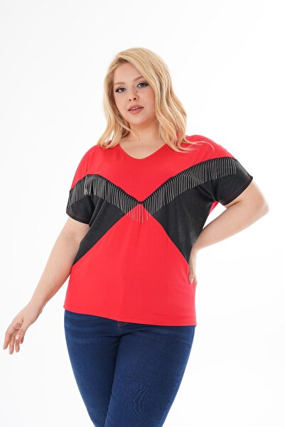 Siyezen Oversize Blouse with Large Size Chain Detail