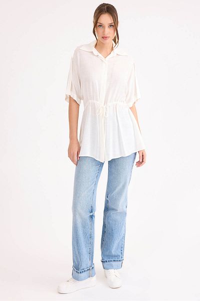 Vitrin Elastic Waist Off Shoulder Loose Blouse