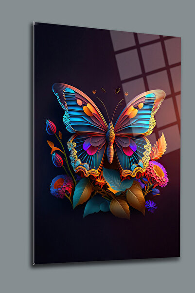 glassartdesign Pictură Decorativă din Sticlă Fluture Colorat Pictură Modernă ...